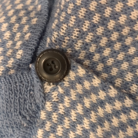 Cherishh Blue and White Wool and Alpaca Button Close Made in Italy Sweater - Picture 6 of 10